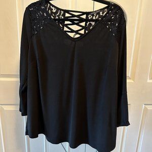 Amanda Green Black Bell Sleeve Top